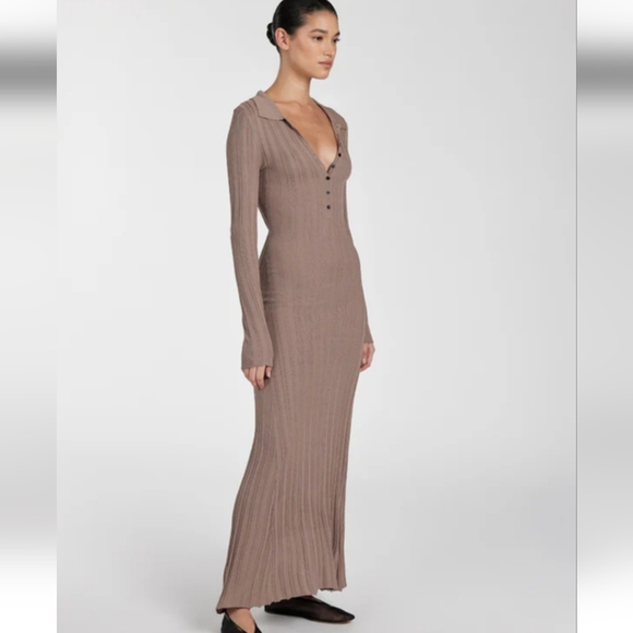 Dissh SYLVIA TAUPE POLO KNIT MIDI DRESS - Picture 3 of 5